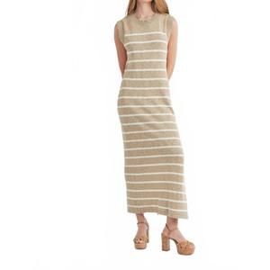 NEW EVERCADO maggie sleeveless striped sweater dress in taupe